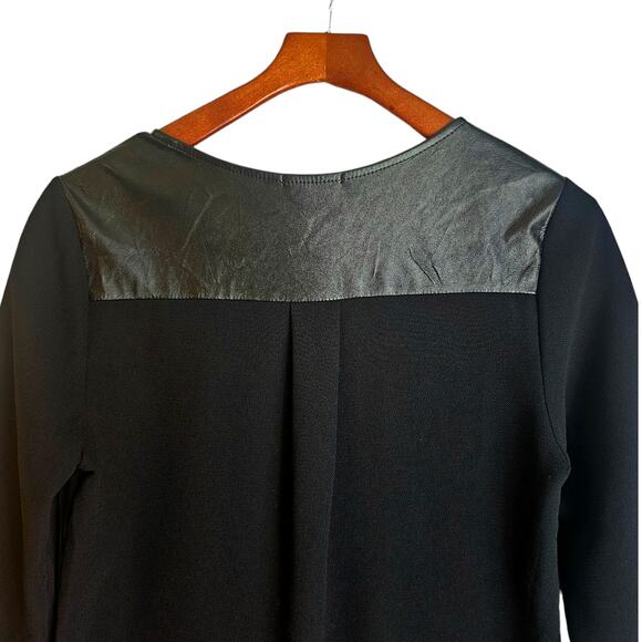 Everly Black Whimsygoth Shift Dress with Faux Leather Shoulder Panels - Picture 3 of 6